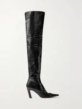 Khaite | Marfa Croc-effect Leather Over-the-knee Boots - IT38