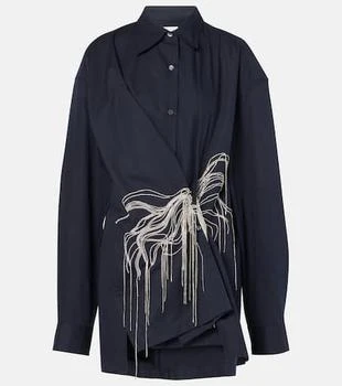 Dries Van Noten | Embellished draped cotton gabardine shirt