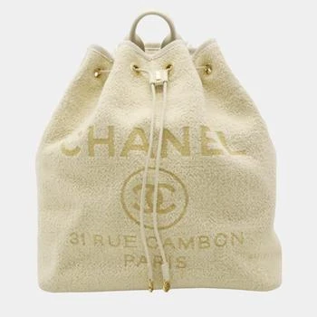 Chanel | Chanel Ivory Velour, Leather Deauville Line Rucksack Backpack
