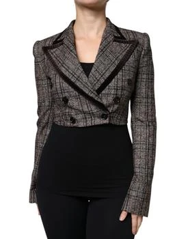 Dolce & Gabbana | Plaid Long Sleeve Cropped Coat Women's Jacket