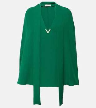 Valentino | Caped tie-neck silk blouse