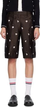 Thom Browne | Brown Silk Goose Wide Leg Shorts
