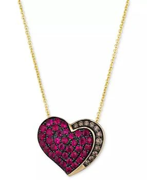 Le Vian | GODIVA x Le Vian® Strawberry and Chocolate Heart Pendant Necklace Featuring Passion Ruby (3/4 ct. t.w.) 
Chocolate Diamond (1/10 ct. t.w.) in 14k Gold