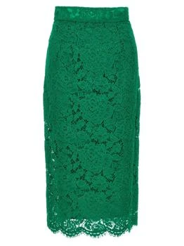 Dolce & Gabbana | Dolce & Gabbana High-Waisted Laced Midi Skirt