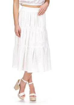 Michael Kors Womens Tiered Eyelet Midi Skirt