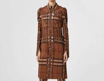 Burberry | Pleated Button-Down Shirt Dress In Dark Brown