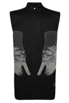 Rick Owens | Rick Owens High Low Hem Embroidered Sleeveless Shirt