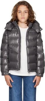 Moncler | Big Kids Gray Maya Hooded Down Jacket