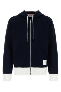 Thom Browne | Thom Browne Logo Patch Zip-Up Hoodie