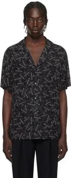 Black All-Over 'Balmain' Label Print Shirt