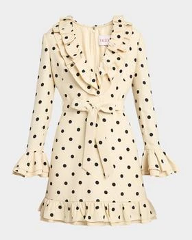 Valentino | Ruffle Polka Dot Belted Mini Dress