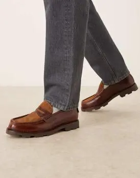 Pompeii Modena leather loafers in brown & beige