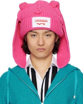 Pink Chunky Rabbit Beanie