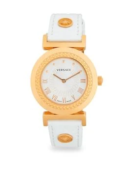 Versace | Analog Stainless Steel
Leather-Strap Watch