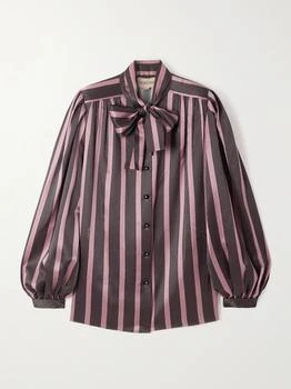 Valentino | Pussy-bow Striped Silk-satin Blouse  - IT38