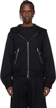Black Loose Zipped Hoodie
