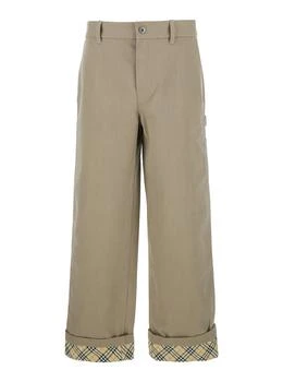 Burberry | Burberry Logo Embroidered Turn-Up Hem Trousers