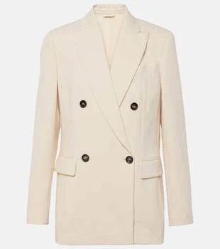 Brunello Cucinelli | Double-breasted cotton and wool-blend blazer