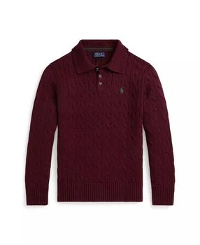 Big Boys Cable-Knit Cotton Polo Sweater