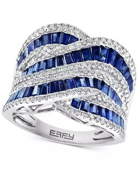 Effy | EFFY® Sapphire (3-1/3 ct. t.w.)
Diamond (5/8 ct. t.w.) Swirl Statement Ring in 14k White Gold