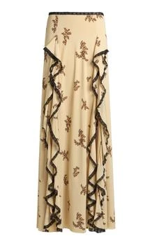 ETRO | Etro Ruffled Crepe Maxi Skirt - Moda Operandi