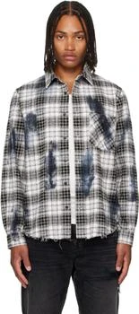 AMIRI | Black 
White MA Quad Bleach Flannel Shirt