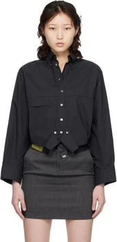 MM6 | Black Mirrored Cotton Poplin Shirt