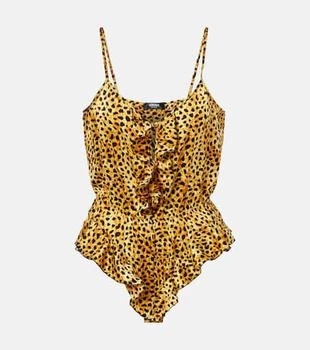 Versace | Leopard-print silk satin bodysuit
