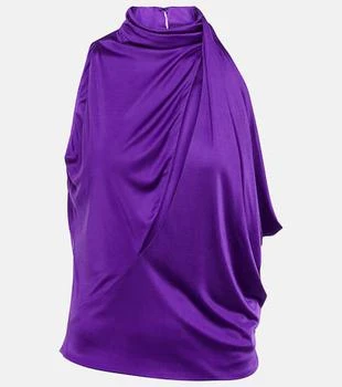 Versace | Cutout turtleneck satin top