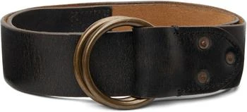 RRL Black Leather Double–O-Ring Belt