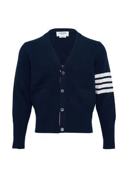 Thom Browne | Thom Browne 4 Bar Stripe V-Neck Button-Up Cardigan