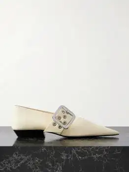 Jil Sander | Eyelet-embellished Leather Mary-jane Ballet Flats - Cream - IT37