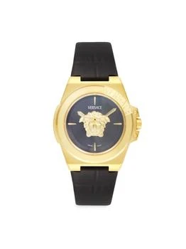 Versace | Hera Black Sunray Dial
Leather Strap Watch/37MM