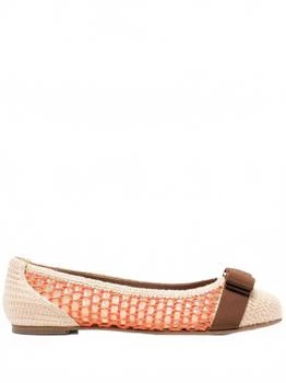 Salvatore Ferragamo | Women's Bow-Detail Interwoven Ballerina Shoes In Orange