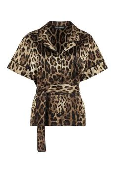 Dolce & Gabbana | Dolce & Gabbana Leopard Printed  Belted Shirt