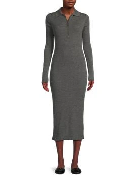Brunello Cucinelli | ​Wool-Blend Ribbed Polo Midi-Dress