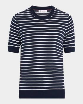 Brunello Cucinelli | Men's Stripe Short-Sleeve Sweater