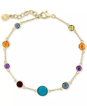 Effy | EFFY® Multi-Gemstone (3-1/3 ct. t.w.)
Turquoise Bezel Set Link Bracelet in 14k Gold