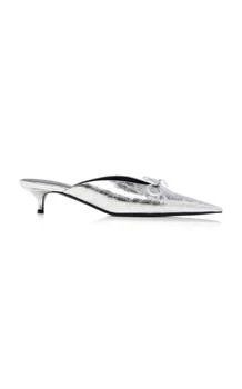 Balenciaga | Balenciaga Knife Bow-Detailed Metallic Leather Mules - Moda Operandi