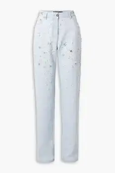 Versace | Embellished high-rise straight-leg jeans