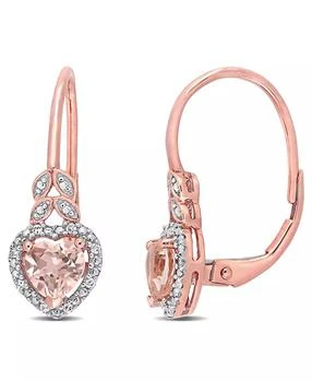 Macy's | Morganite (1 ct. t.w.) and Diamond Accent Heart Earrings in 10k Rose Gold