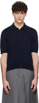 Thom Browne | Navy Cotton 4-Bar Relaxed Fit Polo