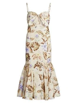 Zimmermann | Coco Leaf-Printed Linen Midi-Dress