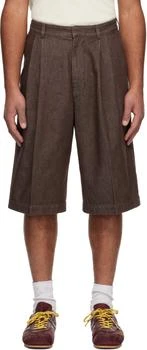 Dries Van Noten | Brown Pleated Denim Shorts