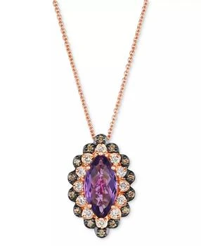 Le Vian | Grape Amethyst (1-5/8 ct. t.w.) & Diamond (1/3 ct. t.w.) Marquise Halo Adjustable 20" Pendant Necklace in 14k Rose Gold