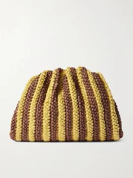 Bailey Striped Crocheted Raffia Clutch