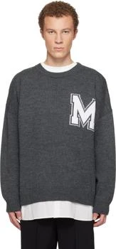 MM6 | Gray Two-In-One Varsity Knit Sweater