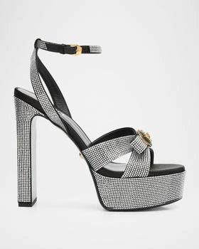 Versace | Gianni Ribbon Crystal Leather Platform Sandals