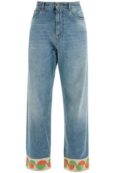 Valentino | Valentino Logo Patch Wide Leg Jeans