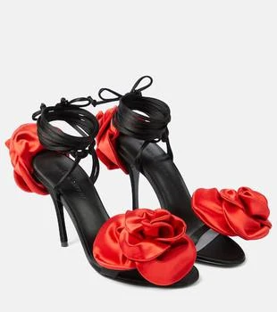 Magda Butrym | Floral-appliqué satin slingback sandals